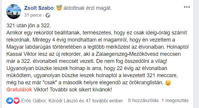 Szabó Zsolt gratulált Kassainak